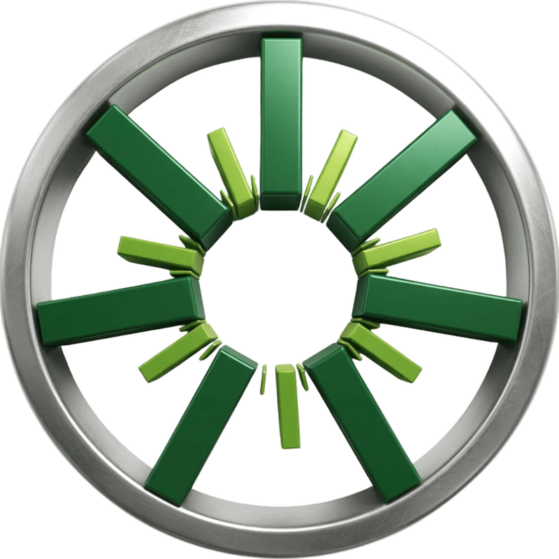 GradLaunch AI logo - a complete metallic ring of green blades